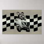 Black and silver check scooter riders posters