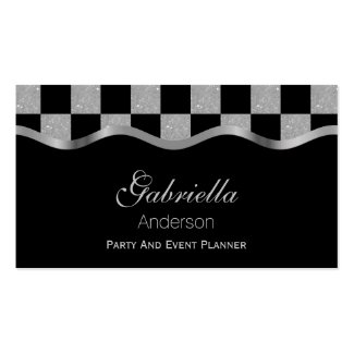 Black And Silver Checkered Business Cards