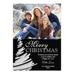 Black and Silver Christmas Tree Holiday Photo Card