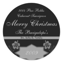 Black and Silver Christmas Wine LARGE Labels stickers by jbranam Black and Silver Christmas Wine LARGE Labels stickers