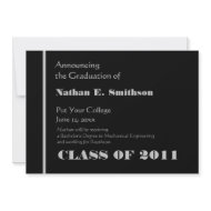 Black and Silver College Graduation Announcement invitation
