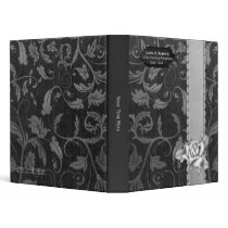 Black and Silver Damask 25th Wedding Anniversary 3 Ring Binders
