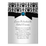 Black and Silver Damask Blue Jewel Wedding Invit Invite