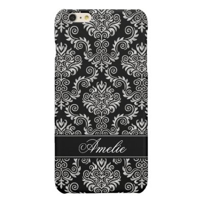 Black and Silver Damask Case Savvy iPhone 6 Plus