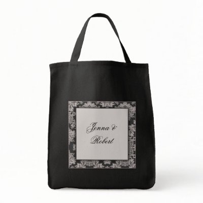 Black and silver damask pattern bags by perfectwedding