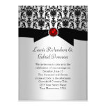 Black and Silver Damask Red Jewel Wedding Invite