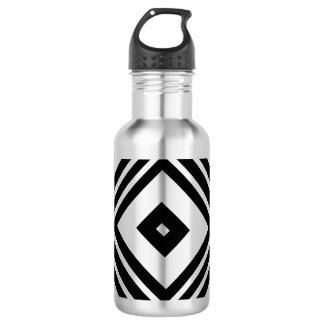 Black and Silver Diamond Squares 18oz Water Bottle