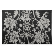 Black and silver dust floral pattern place mat