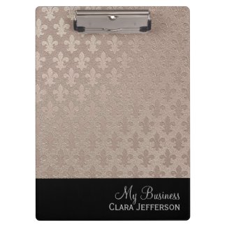 Black and silver fleur de lis metallic pattern clipboards