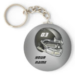 Black and Silver Football Helmet Keychain