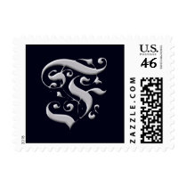 Black and Silver Formal Monogram - F postage by aslentz Black and Silver Formal Monogram - F postage