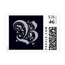 Black and Silver Formal Monogram - Letter B postage by aslentz Black and Silver Formal Monogram - Letter B postage