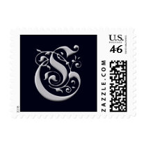 Black and Silver Formal Monogram - Letter C postage by aslentz Black and Silver Formal Monogram - Letter C postage
