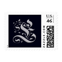 Black and Silver Formal Monogram - Letter E postage by aslentz Black and Silver Formal Monogram - Letter E postage