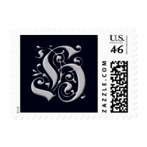 Black and Silver Formal Monogram - Letter H postage by aslentz Black and Silver Formal Monogram - Letter H postage