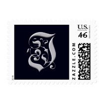 Black and Silver Formal Monogram - Letter I postage by aslentz Black and Silver Formal Monogram - Letter I postage