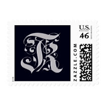 Black and Silver Formal Monogram - Letter K postage