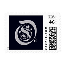 Black and Silver Formal Monogram - Letter O postage by aslentz Black and Silver Formal Monogram - Letter O postage
