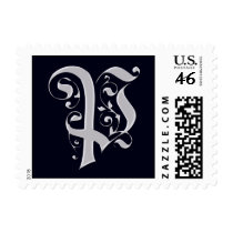 Black and Silver Formal Monogram - Letter P postage by aslentz Black and Silver Formal Monogram - Letter P postage