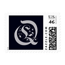 Black and Silver Formal Monogram - Letter Q postage