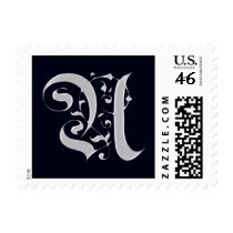 Black and Silver Formal Monogram - Letter U postage by aslentz Black and Silver Formal Monogram - Letter U postage