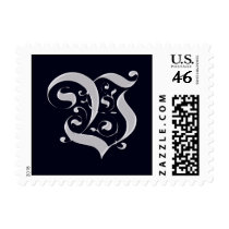 Black and Silver Formal Monogram - Letter V postage by aslentz Black and Silver Formal Monogram - Letter V postage