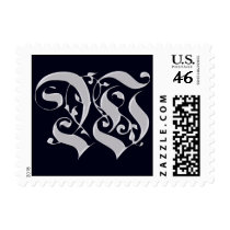 Black and Silver Formal Monogram - Letter W postage by aslentz Black and Silver Formal Monogram - Letter W postage