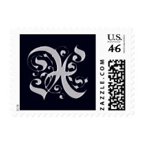 Black and Silver Formal Monogram - Letter X postage