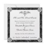wedding, invitation, black, silver, announcement,