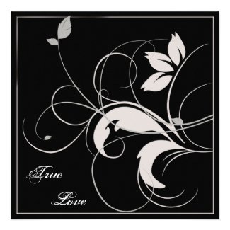 Black and Silver Leaves Fall Wedding Invitation