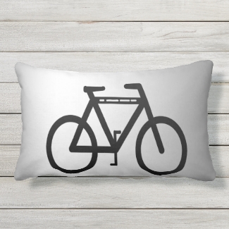 Black and Silver Metallic Bicycle Outdoor Pillow