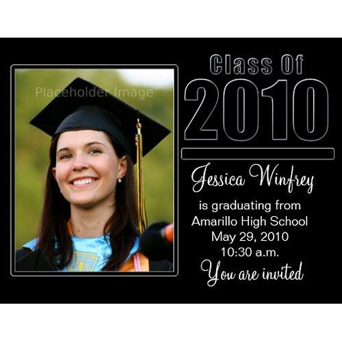Black and Silver-Photo Graduation invitation