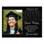 Black and Silver-Photo Graduation Personalized Invites