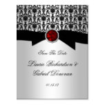 Black and Silver Red Ruby Jewel Save The Date Post Card