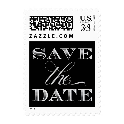 Black and Silver Save the Date Stamps