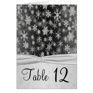 Black and Silver Snowflakes Table Number Card card