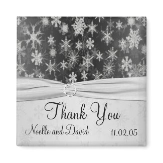Black and Silver Snowflakes Thank You Magnet magnet