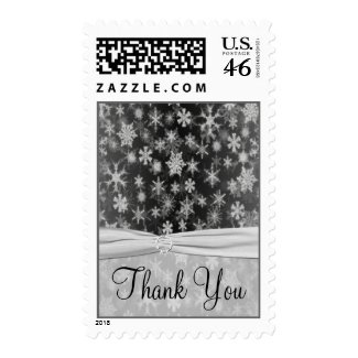 Black and Silver Snowflakes Thank You Postage stamp