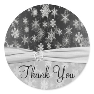 Black and Silver Snowflakes Thank You Sticker sticker