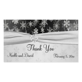 Black and Silver Snowflakes Wedding Favor Tag profilecard