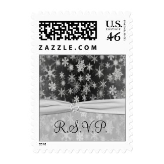 Black and Silver Snowflakes Wedding Postage stamp