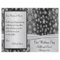 Black and Silver Snowflakes Wedding Program Full Color Flyer