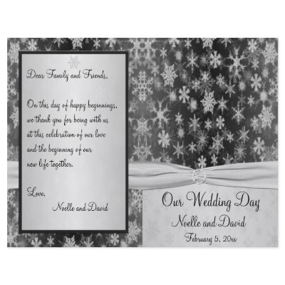 Black and Silver Snowflakes Wedding Program Full Color Flyer by NiteOwlStudio