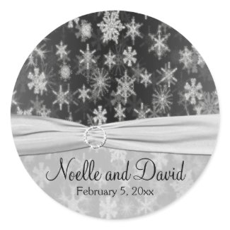 Black and Silver Snowflakes Wedding Sticker sticker