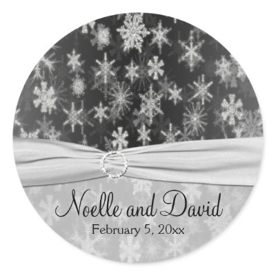 Black and Silver Snowflakes Wedding Sticker by NiteOwlStudio