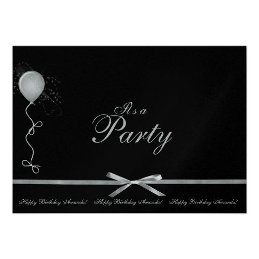 Black And Silver Sparkle Birthday Invitation 