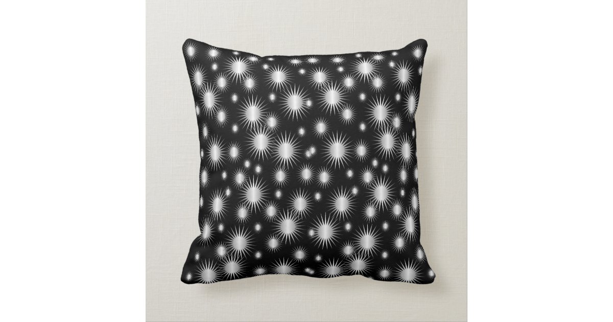 Black and Silver Star Throw Pillow Zazzle