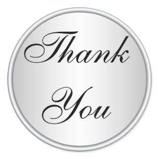 Black and Silver Thank You Envelope Seal sticker