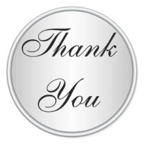 Black and Silver Thank You Envelope Seal Stickers