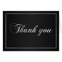 Black and Silver Thank You Note Greeting Card